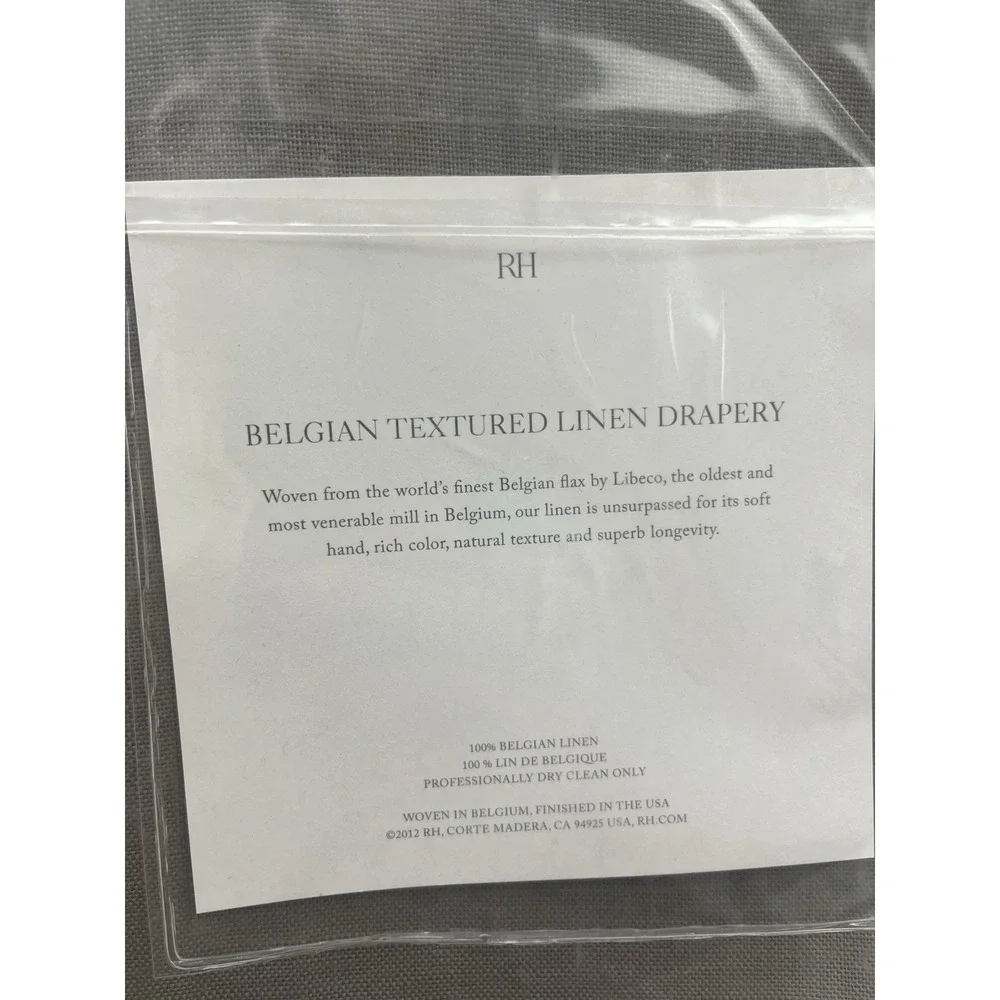 Restoration Hardware Belgian Textured Linen Curtian Panel Fog Grey 50